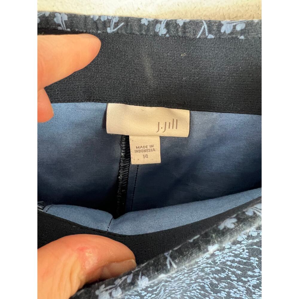 J. Jill Women's Pull On Pants Floral Print Elastic Waist Stretch Blue Size 14 - Picture 2 of 5
